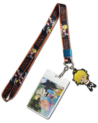 Great Eastern Entertainment 37897 Seven Deadly Sins: Meliodas, Elizabeth and Hawk Lanyard with Badge Id Holder and PVC Charm, Multi-Color, Multi-Color, 5"
