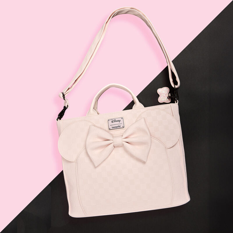 Minnie Mouse Checkered Texture Convertible Backpack & Tote Bag