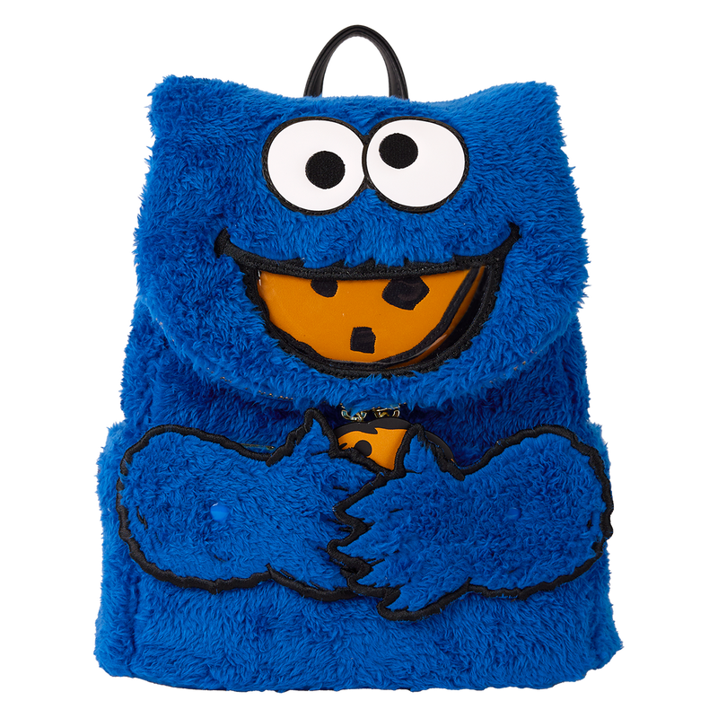 Sesame Street Cookie Monster Plush Cosplay Mini Backpack With Coin Bag