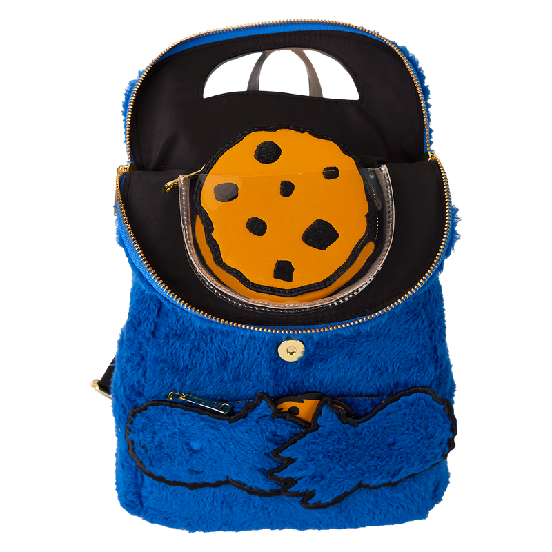 Sesame Street Cookie Monster Plush Cosplay Mini Backpack With Coin Bag