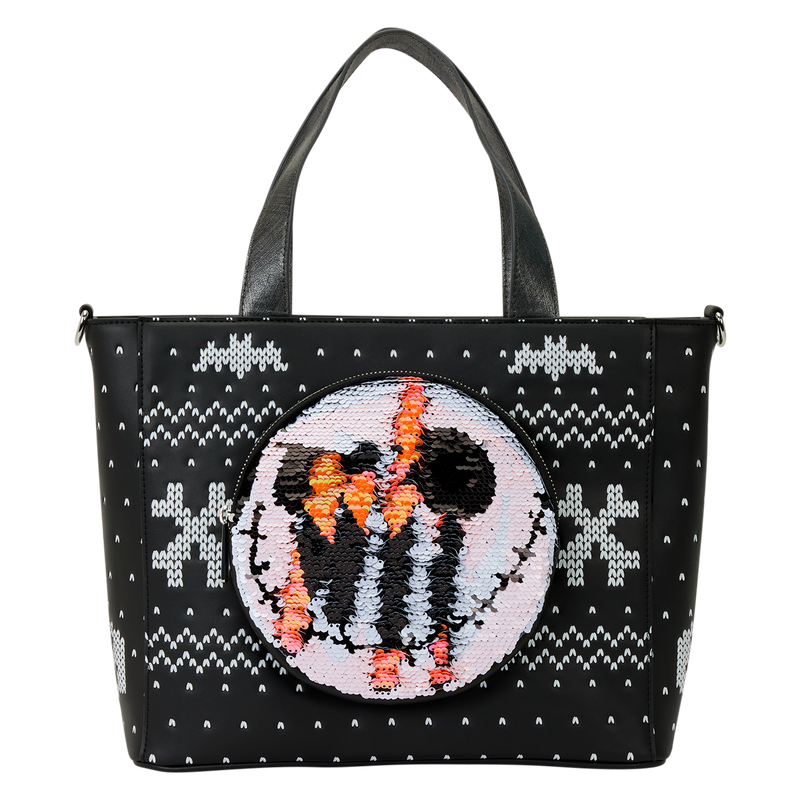 The Nightmare Before Christmas Jack Skellington Reversible Sequins Tote Crossbody Bag with Coin Bag