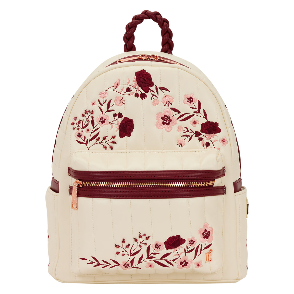 LF CREAM & RED FLORAL MID-SIZE BACKPACK