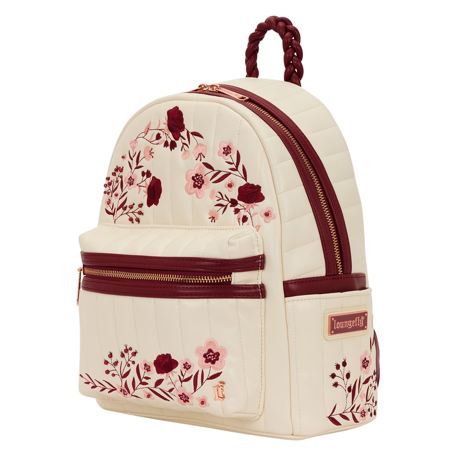 LF CREAM & RED FLORAL MID-SIZE BACKPACK