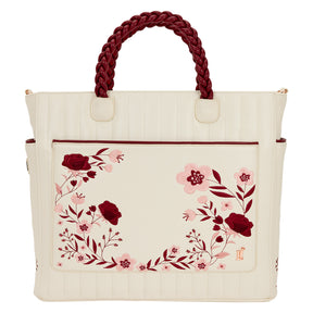 LF CREAM & RED FLORAL TOTE BAG
