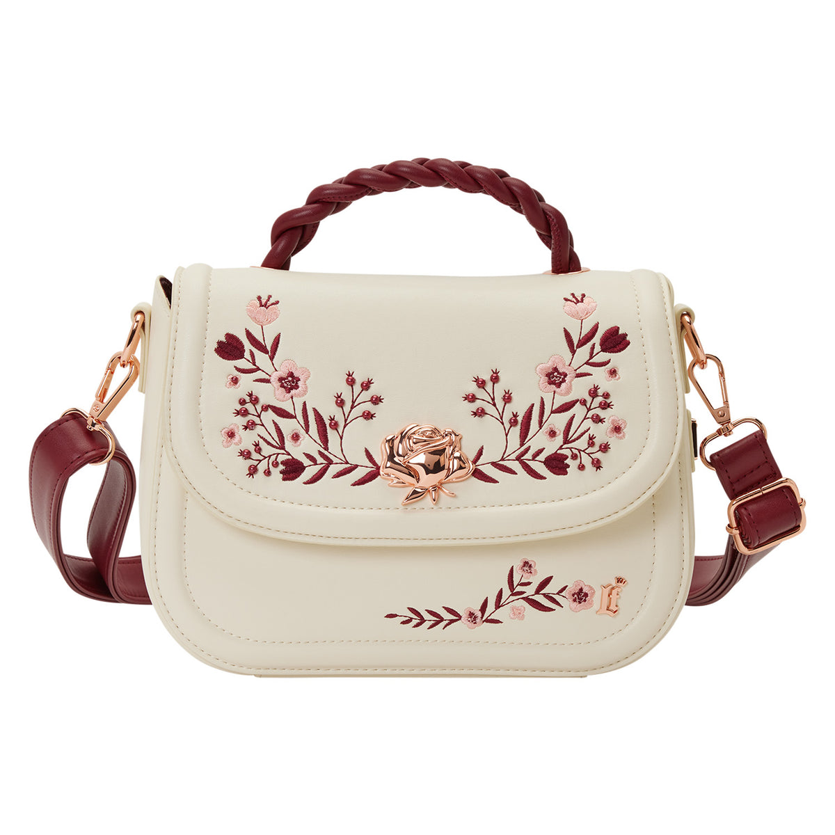 LF CREAM & RED FLORAL CROSSBODY BAG