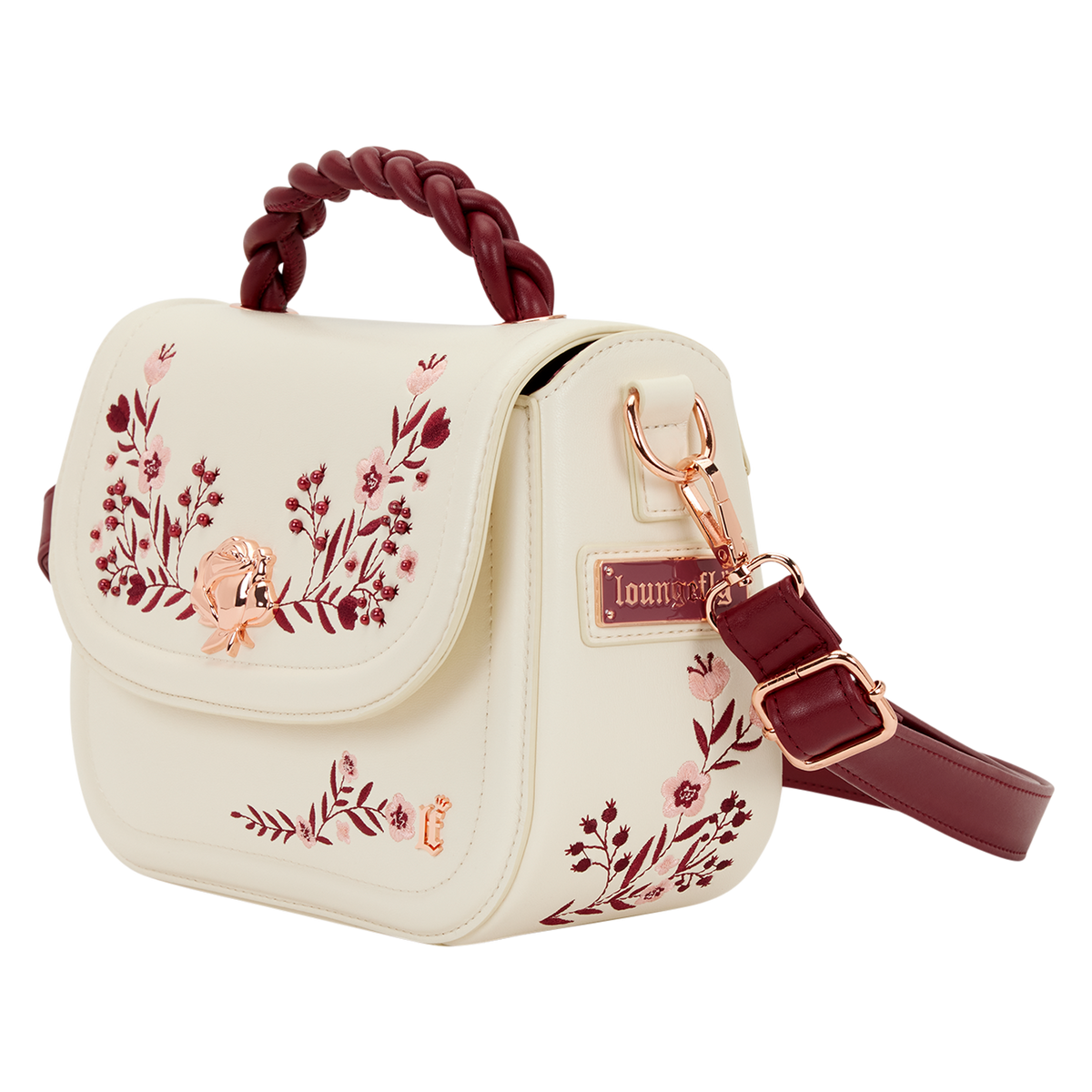 LF CREAM & RED FLORAL CROSSBODY BAG