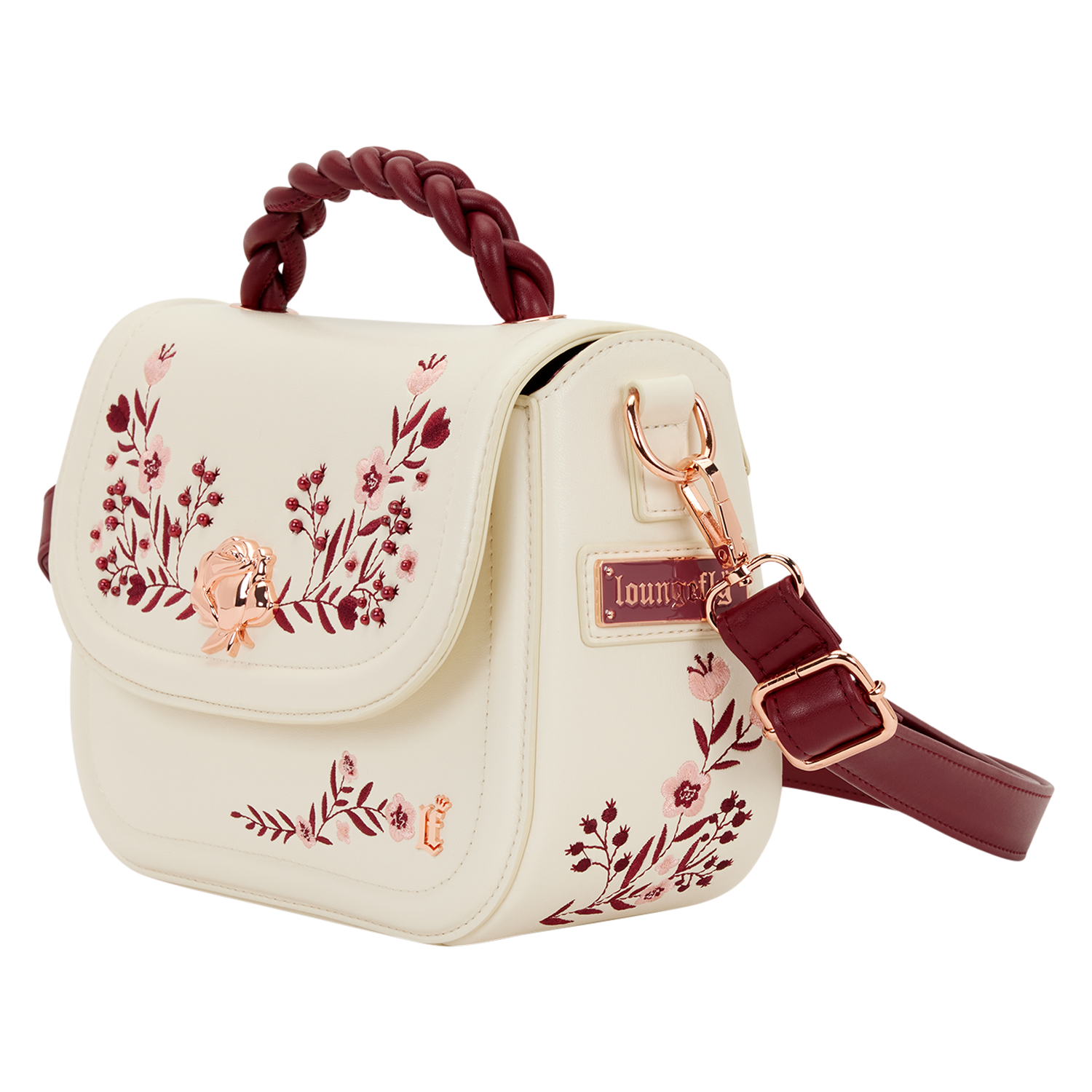 LF CREAM & RED FLORAL CROSSBODY BAG