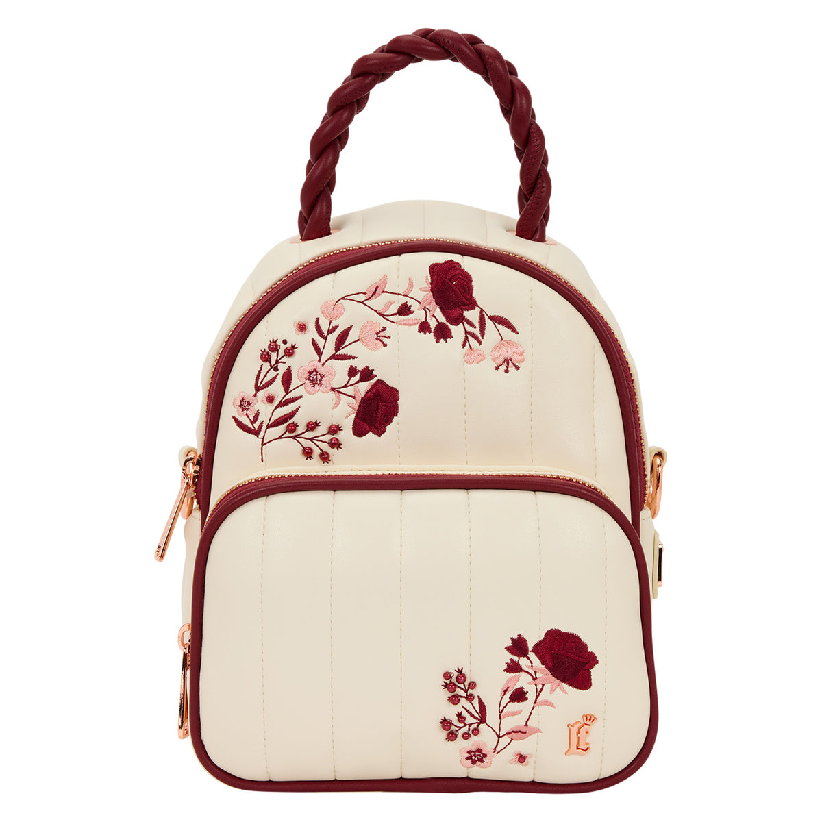 LF CREAM & RED FLORAL SLING BAG
