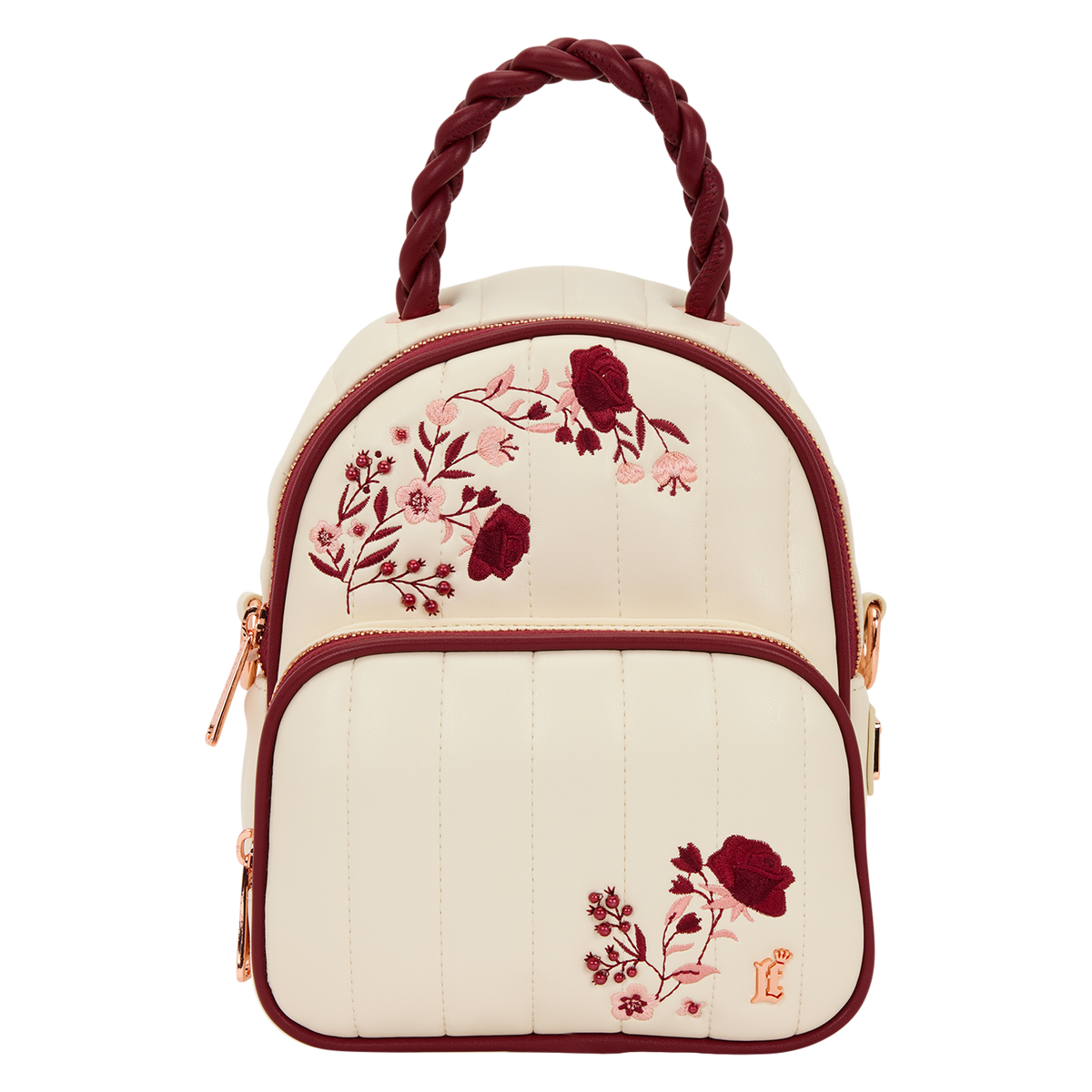 LF CREAM & RED FLORAL SLING BAG
