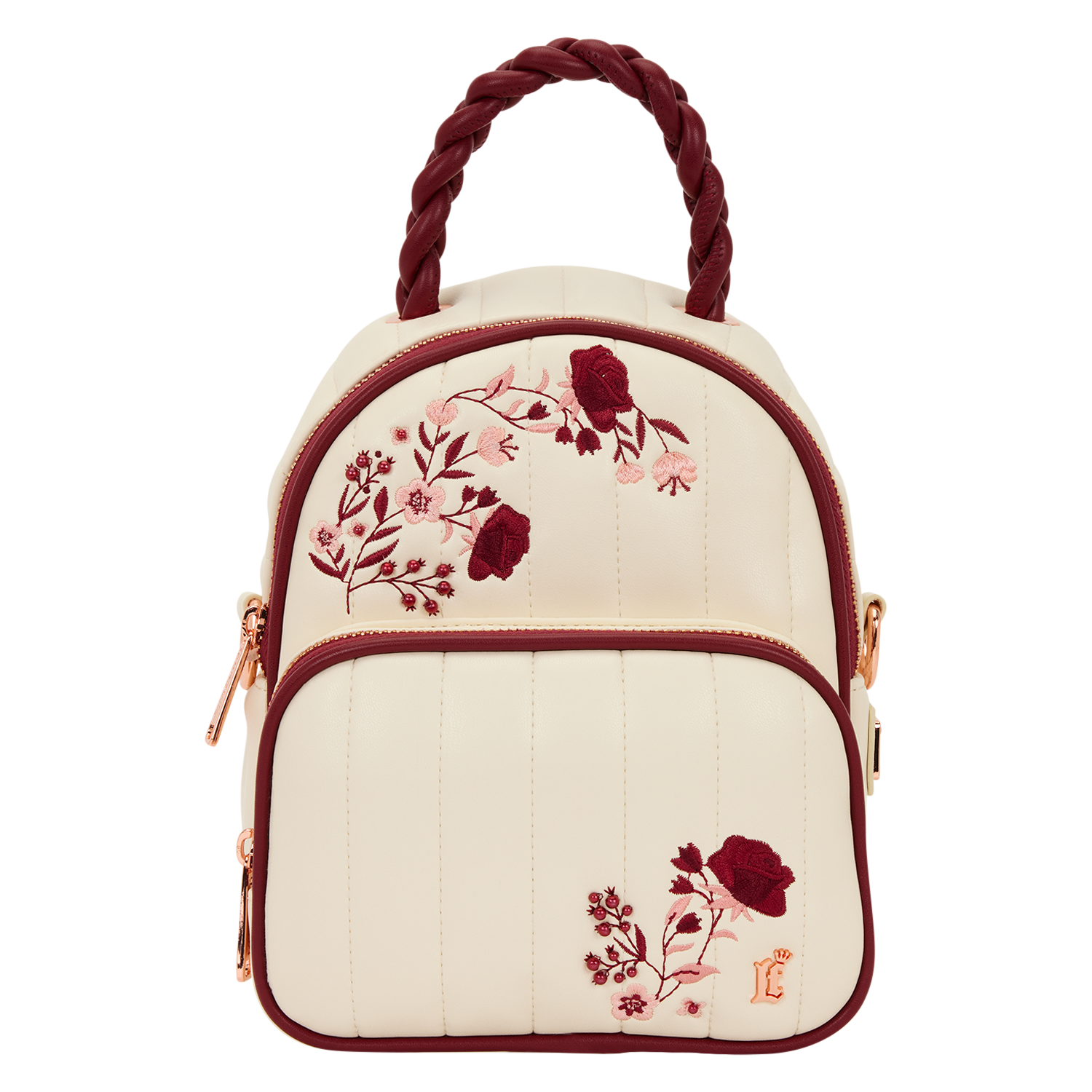 LF CREAM & RED FLORAL SLING BAG