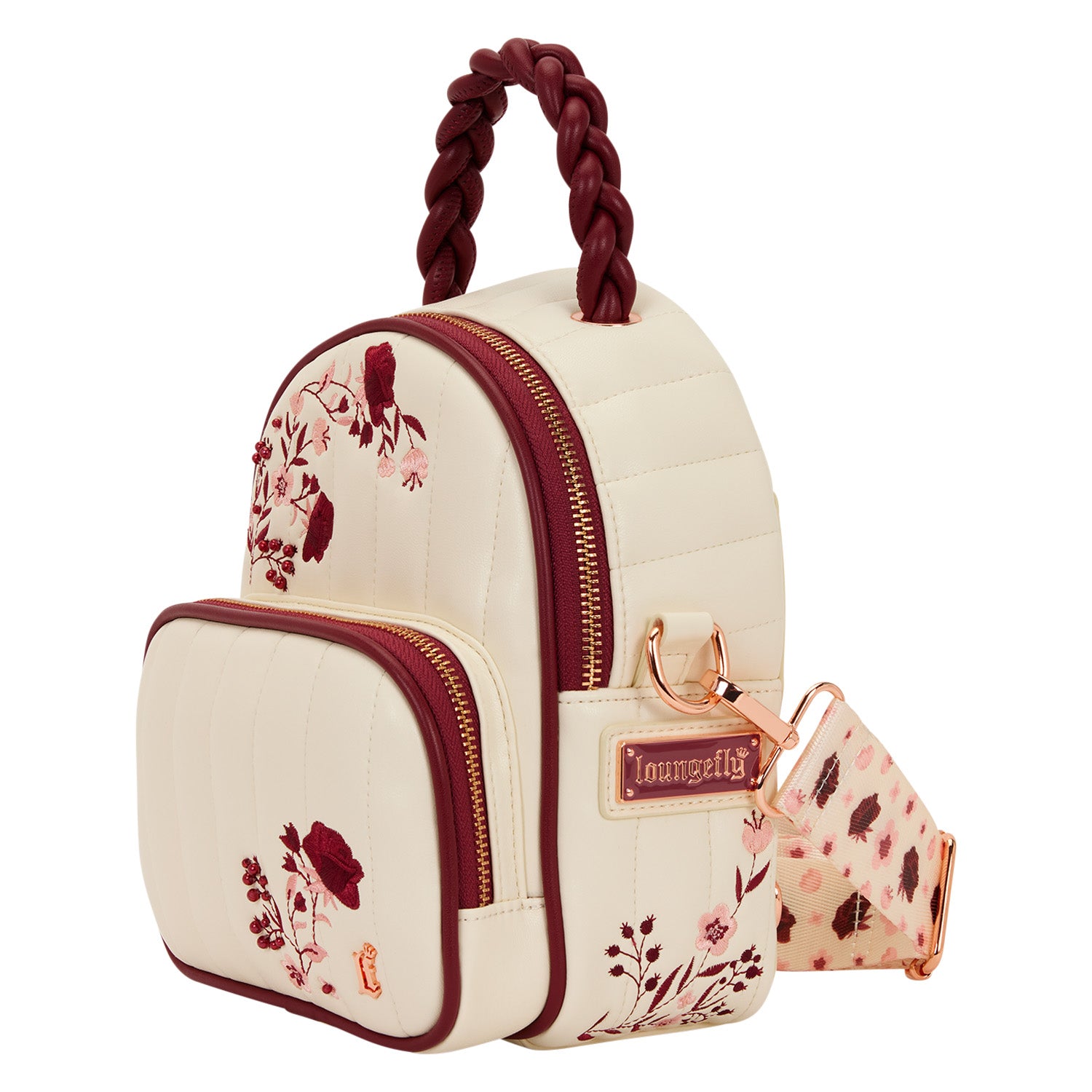 LF CREAM & RED FLORAL SLING BAG