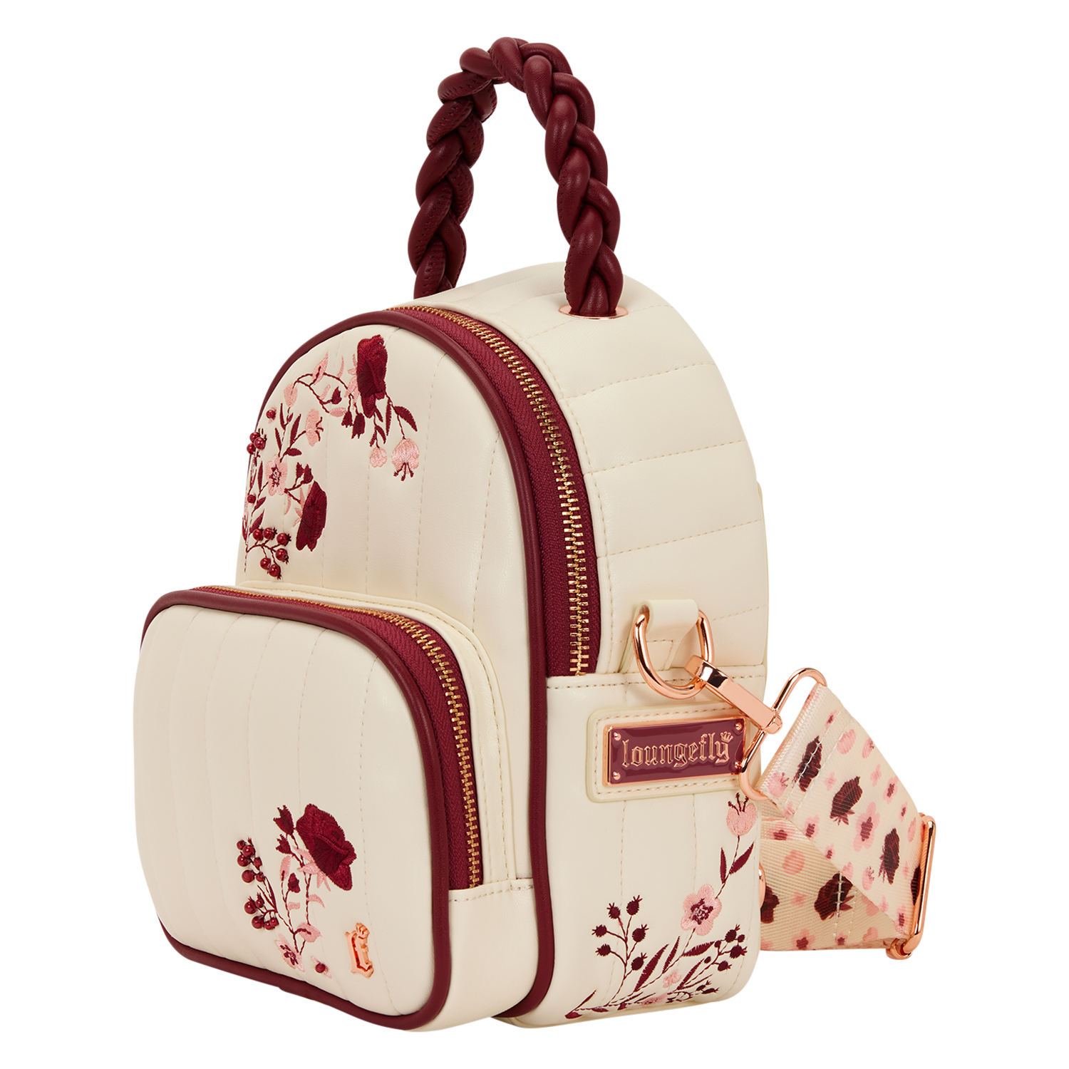 LF CREAM & RED FLORAL SLING BAG