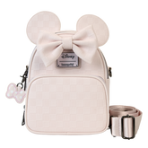Minnie Mouse Checkered Texture Convertible Mini Backpack & Crossbody Bag