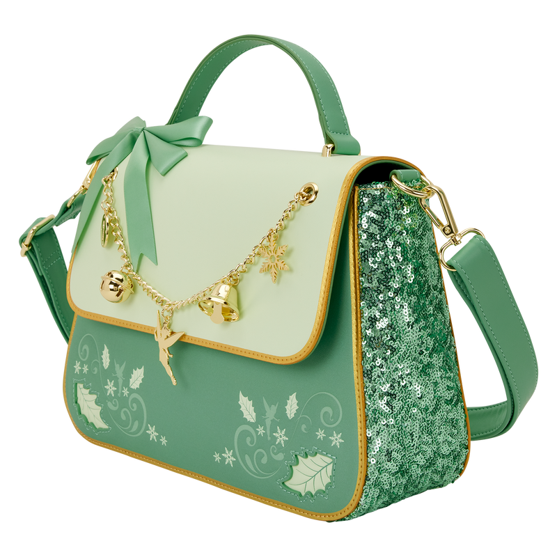 Peter Pan Tinker Bell Holiday Sequin Crossbody Bag with Charms