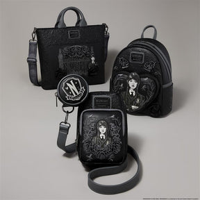 Wednesday Black Roses Convertible Backpack & Tote Crossbody Bag