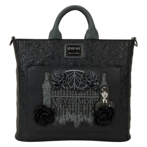 Wednesday Black Roses Convertible Backpack & Tote Crossbody Bag